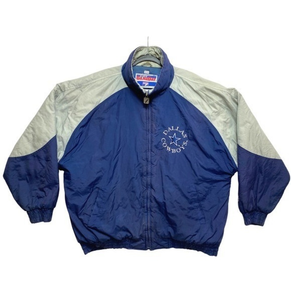 Dallas Cowboys Jacket Mens XL Blue Gray Full Zip Logo 7 NFL Windbreaker Vintage